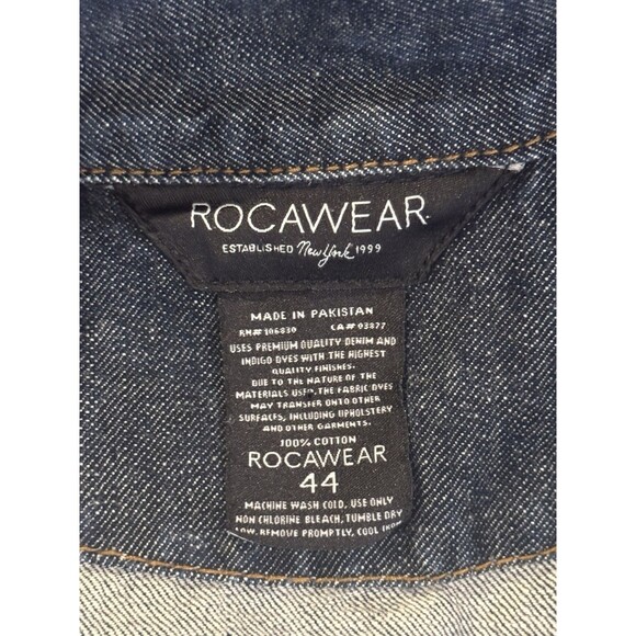 Vintage Men’s Rocawear Dark Wash Denim Jean Jacket Size 44/L Y2K Retro HipHop - Picture 4 of 5